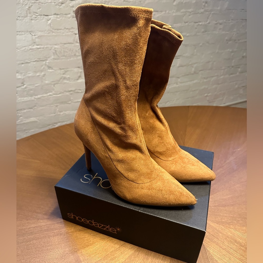 Shoedazzle | Scarlette Heeled Bootie | Camel